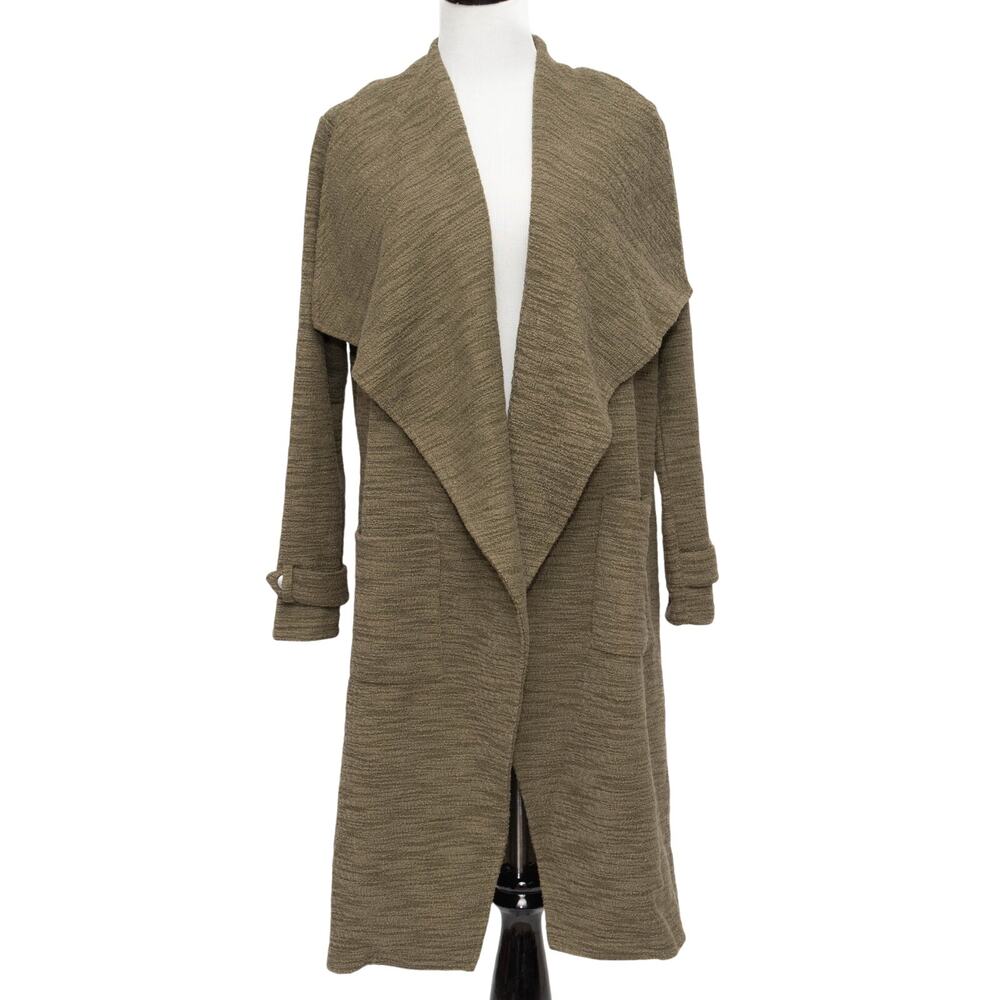 New BB Dakota Olive Green Revolution Drapey Boucle Trench Coat Size X Small